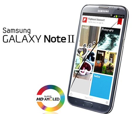 Galaxy Note II com Tela Super Amoled HD